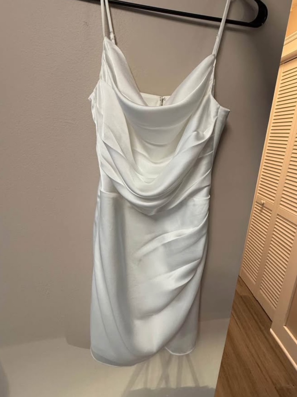 Birdy Grey White Cowl Slip Mini Dress